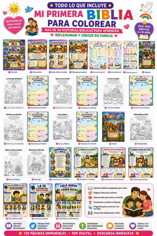 📖 Biblia para Colorear con Devocionales para Padres e Hijos