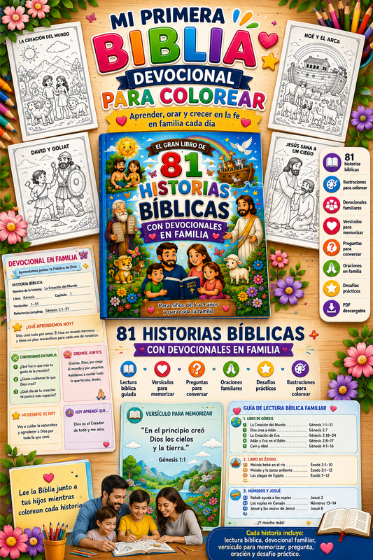 Biblia para Colorear con Devocionales para Padres e Hijos