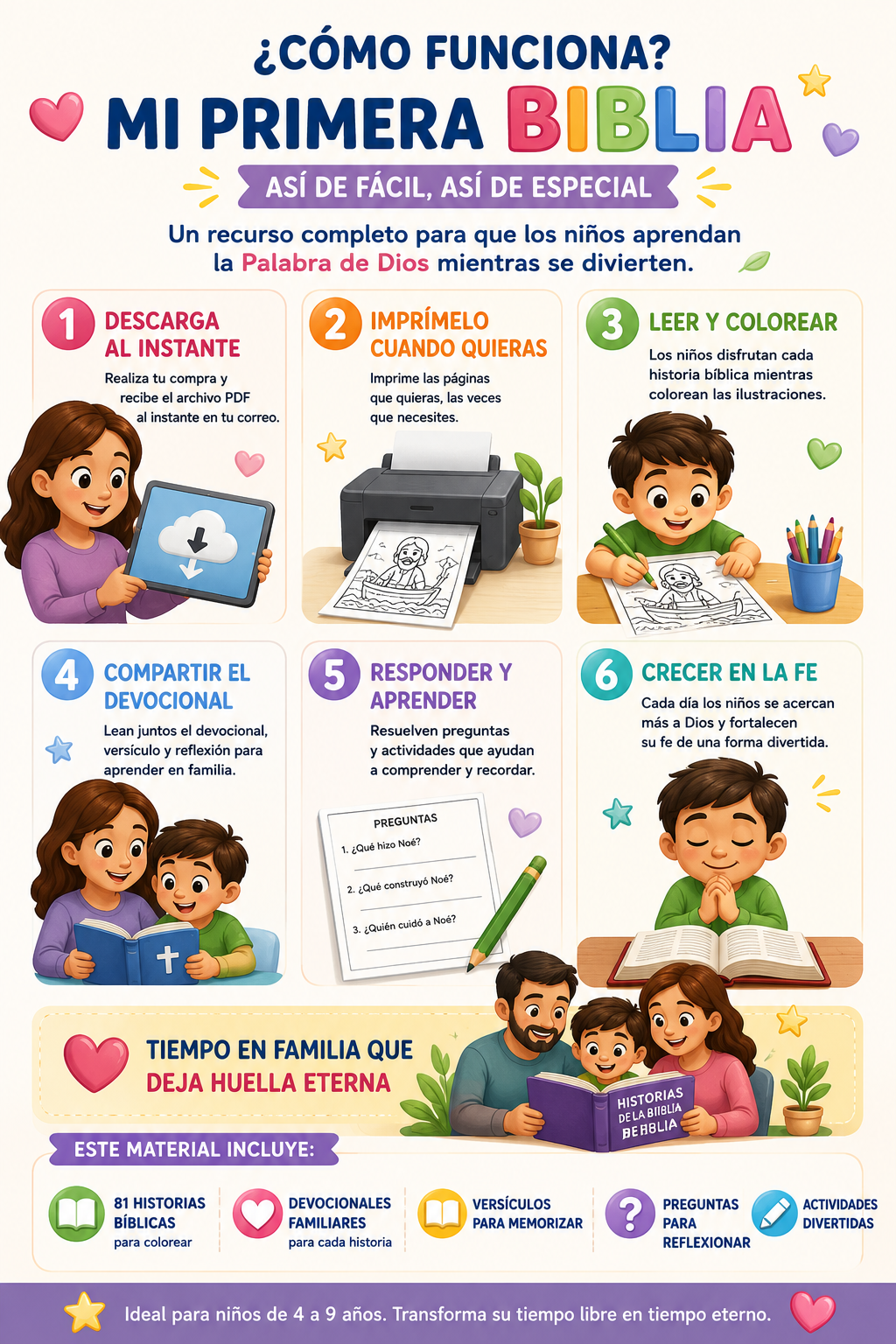 Biblia para Colorear con Devocionales para Padres e Hijos