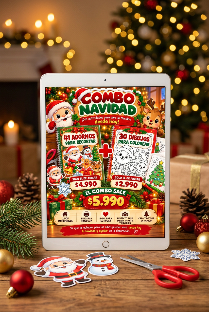 Mockup tablet Combo Navideño PDF imprimible